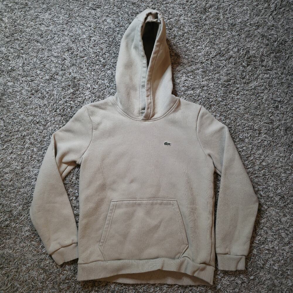 Lacoste Boys Tan Beige Hoodie with Pocket Size 12A/M